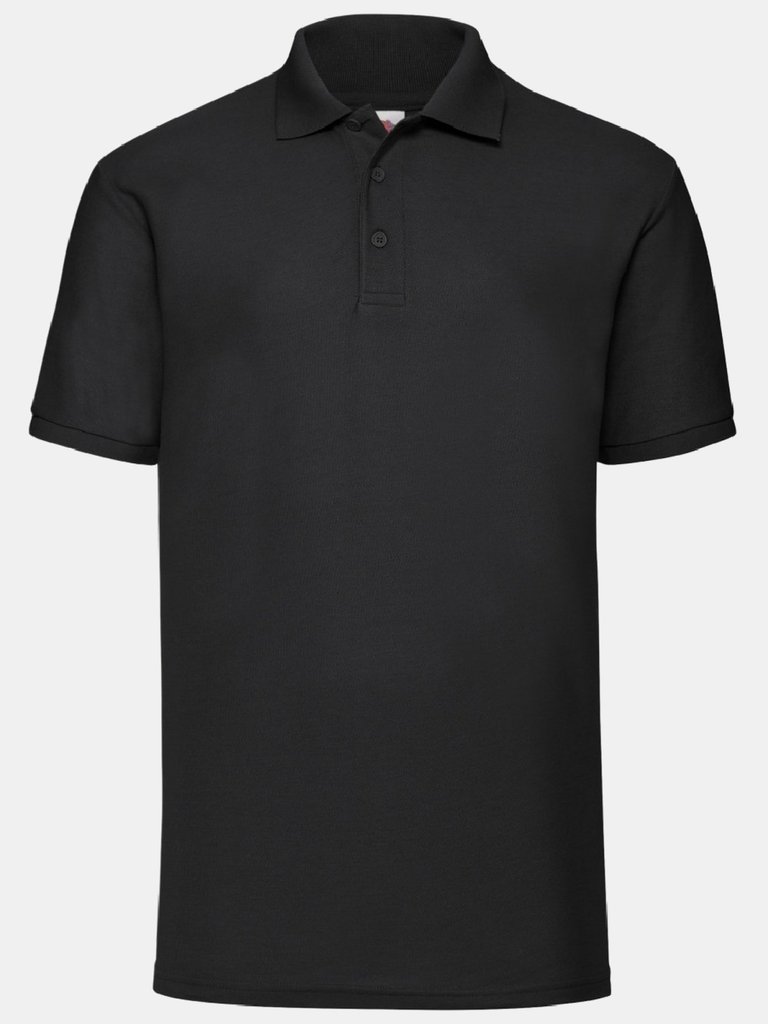 Fruit Of The Loom Mens 65/35 Pique Short Sleeve Polo Shirt (Black) - Black