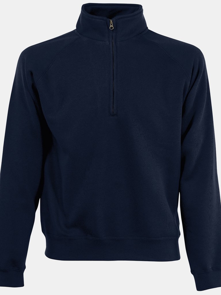 Fruit of the Loom Mens Classic 80/20 Zip Neck Sweatshirt (Deep Navy) - Deep Navy