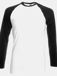 Fruit Of The Loom Mens Long Sleeve Baseball T-Shirt (White/Black) - White/Black