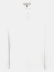 Fruit Of The Loom Mens Premium Long Sleeve Polo Shirt (White) - White
