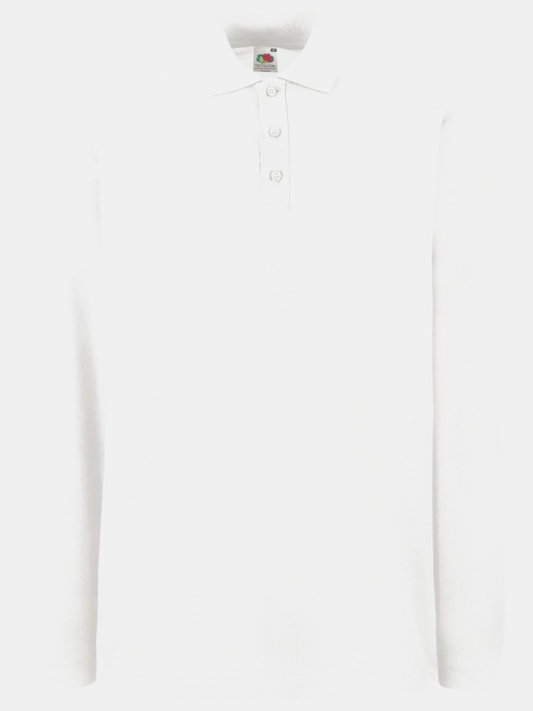 Fruit Of The Loom Mens Premium Long Sleeve Polo Shirt (White) - White