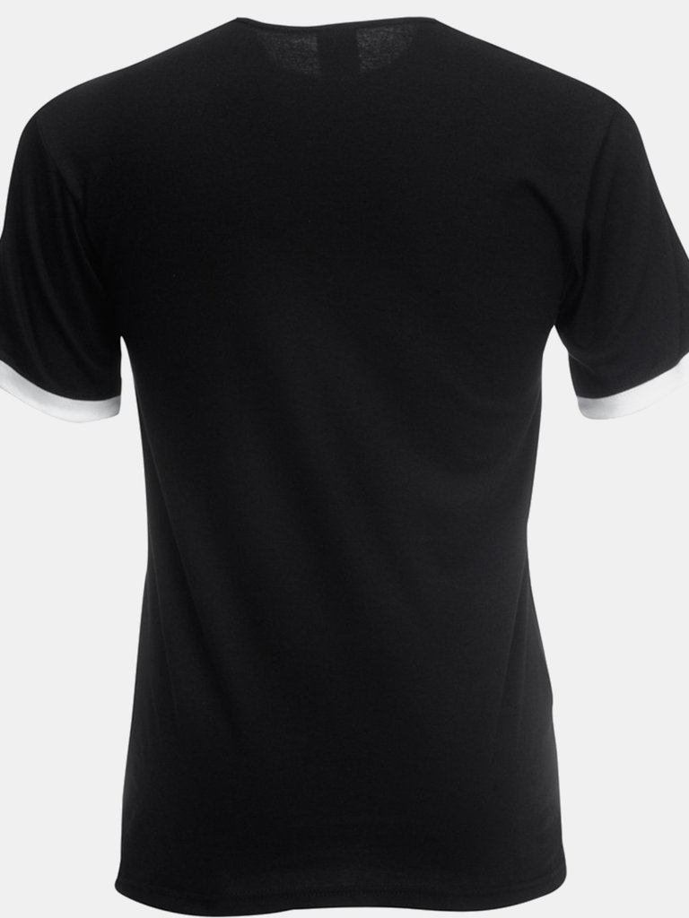 Fruit Of The Loom Mens Ringer Short Sleeve T-Shirt (Black/White)