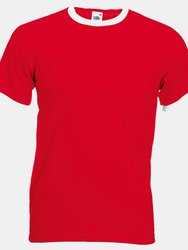 Fruit Of The Loom Mens Ringer Short Sleeve T-Shirt (Red/White) - Red/White