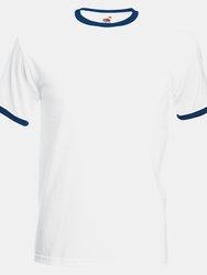 Fruit Of The Loom Mens Ringer Short Sleeve T-Shirt (White/Navy) - White/Navy