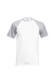 Fruit Of The Loom Mens Short Sleeve Baseball T-Shirt (White/Heather Grey) - White/Heather Grey
