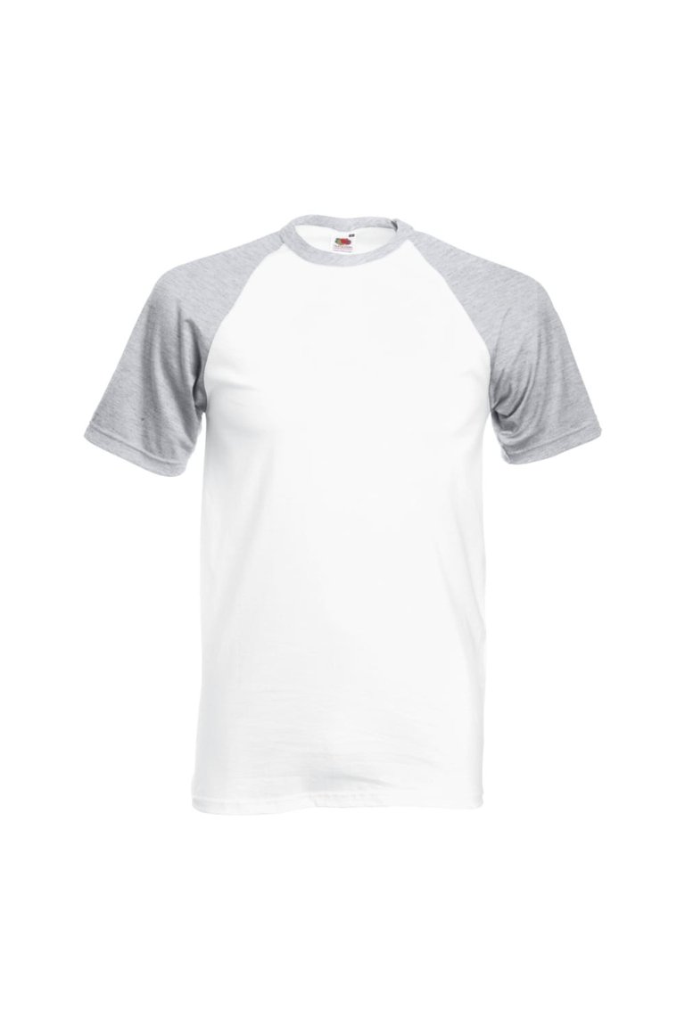 Fruit Of The Loom Mens Short Sleeve Baseball T-Shirt (White/Heather Grey) - White/Heather Grey