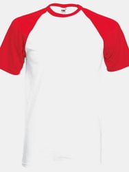 Fruit Of The Loom Mens Short Sleeve Baseball T-Shirt (White/Red) - White/Red