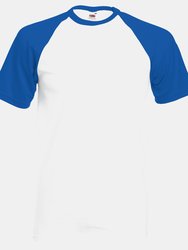 Fruit Of The Loom Mens Short Sleeve Baseball T-Shirt (White/Royal Blue) - White/Royal Blue