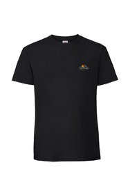 Fruit of the Loom Mens Small Logo Premium Vintage T-Shirt (Black) - Black
