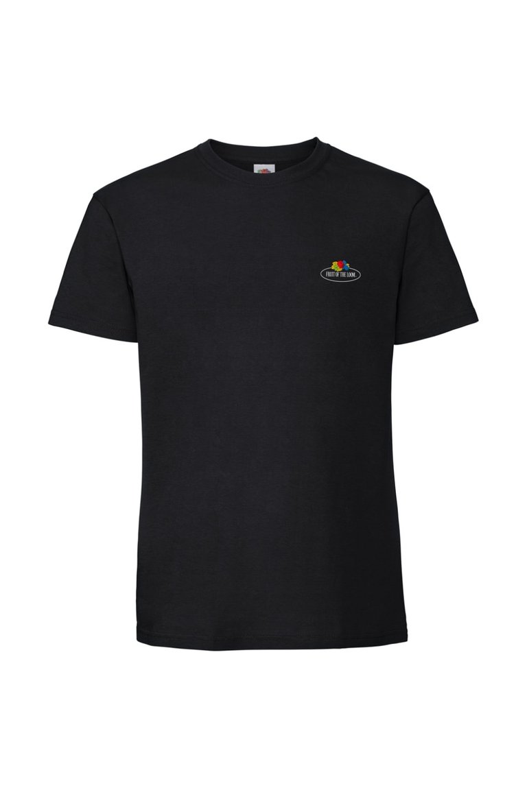 Fruit of the Loom Mens Small Logo Premium Vintage T-Shirt (Black) - Black