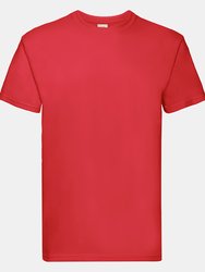 Fruit Of The Loom Mens Super Premium Short Sleeve Crew Neck T-Shirt (Red) - Red