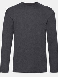 Fruit Of The Loom Mens Valueweight Crew Neck Long Sleeve T-Shirt (Dark Heather) - Dark Heather