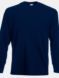 Fruit Of The Loom Mens Valueweight Crew Neck Long Sleeve T-Shirt (Deep Navy) - Deep Navy