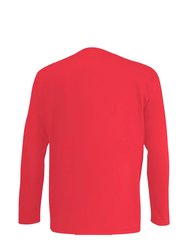 Fruit Of The Loom Mens Valueweight Crew Neck Long Sleeve T-Shirt (Red)