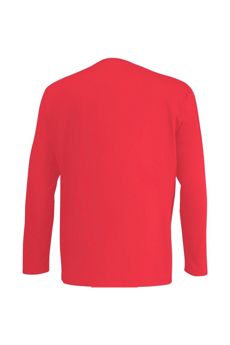 Fruit Of The Loom Mens Valueweight Crew Neck Long Sleeve T-Shirt (Red)