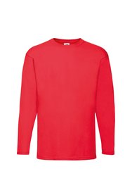 Fruit Of The Loom Mens Valueweight Crew Neck Long Sleeve T-Shirt (Red) - Red
