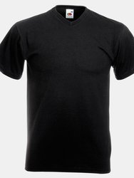 Fruit Of The Loom Mens Valueweight V-Neck T-Short Sleeve T-Shirt (Black) - Black