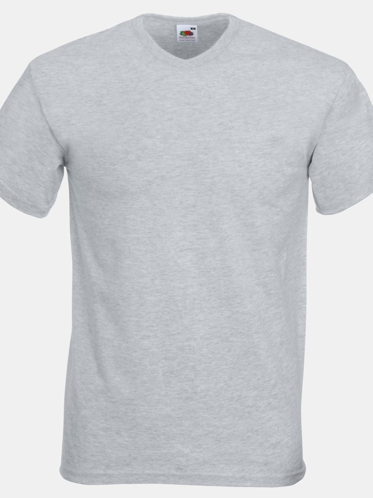 Fruit Of The Loom Mens Valueweight V-Neck T-Short Sleeve T-Shirt (Heather Gray) - Heather Gray