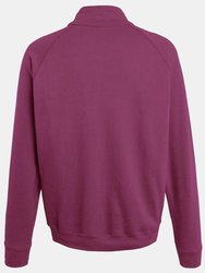 Fruit Of The Loom Mens Zip Neck Sweatshirt Top (Burgundy)