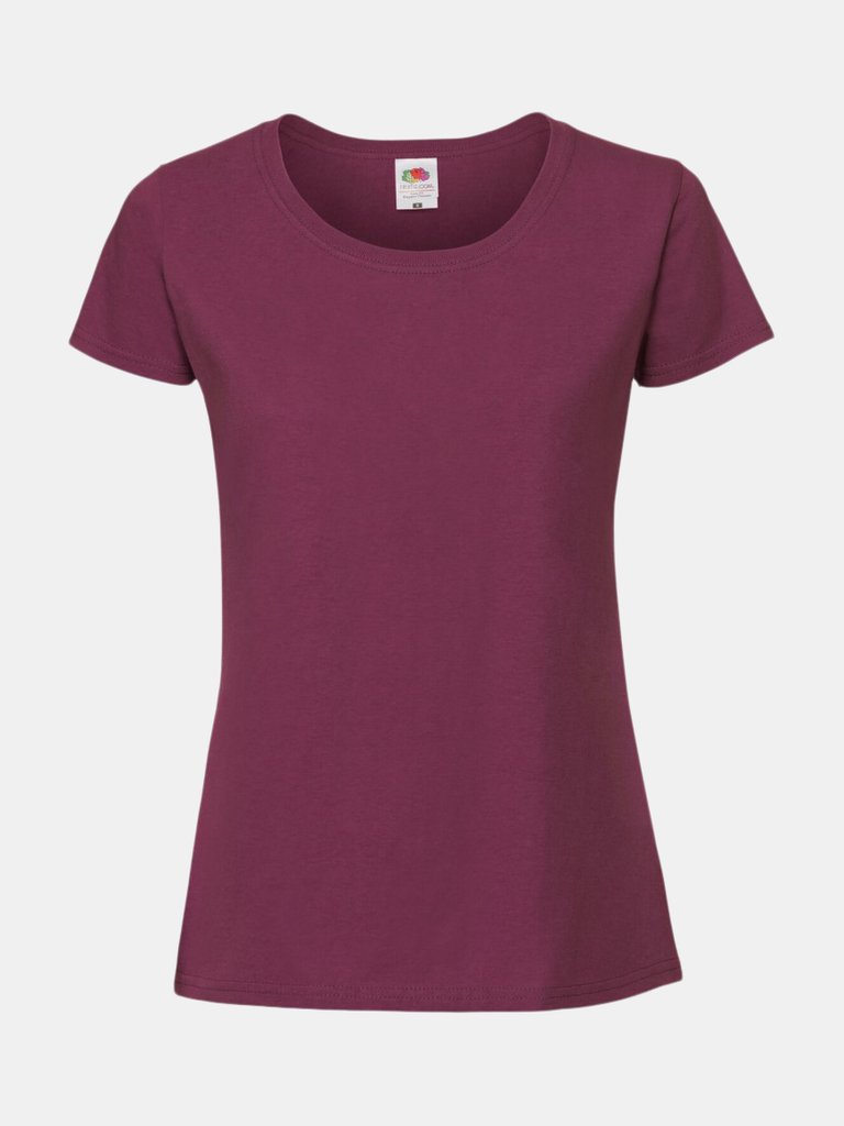 Fruit Of The Loom Womens/Ladies Fit Ringspun Premium Tshirt - Burgundy