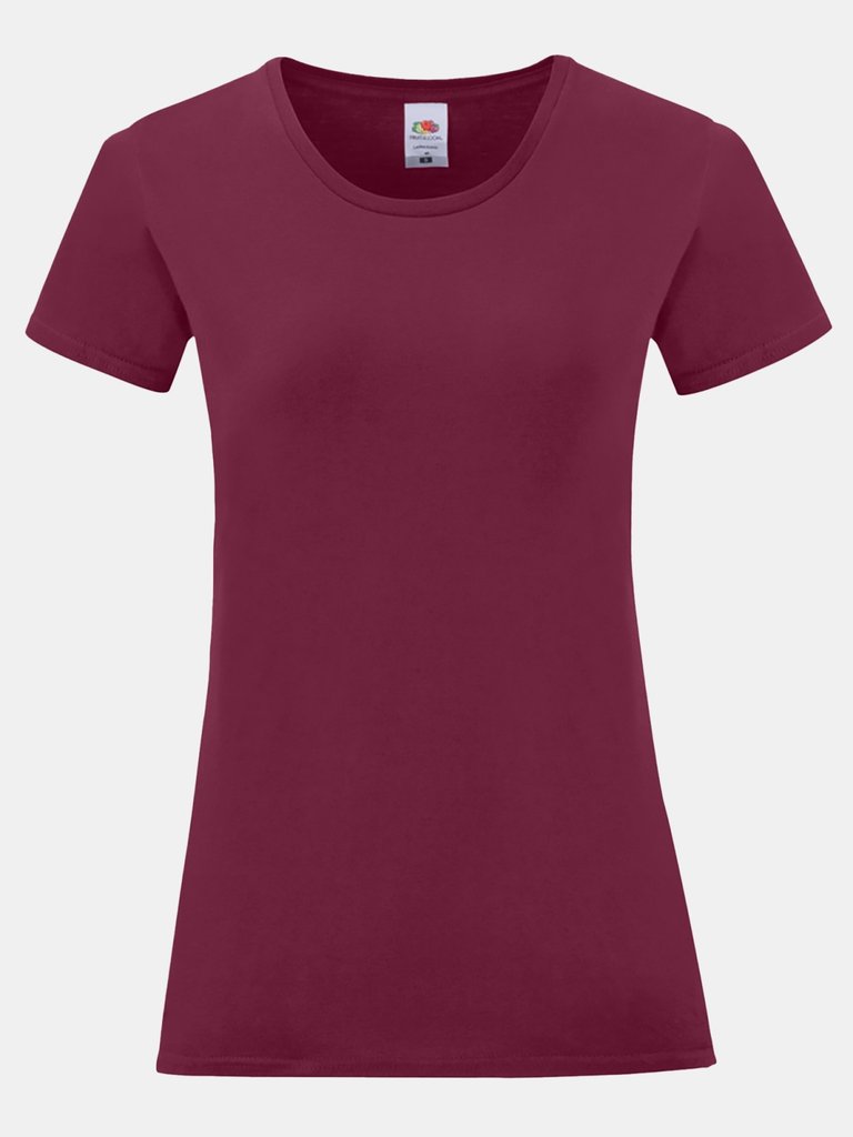 Fruit Of The Loom Womens/Ladies Iconic T-Shirt (Burgundy) - Burgundy