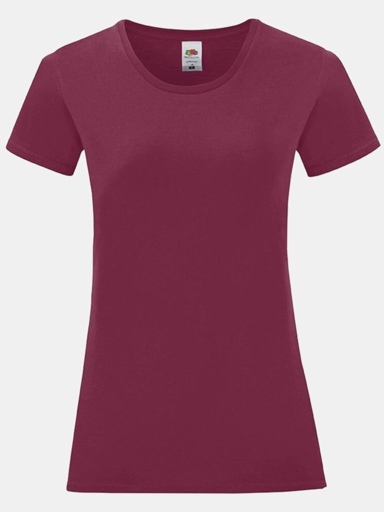 Fruit of the Loom Womens/Ladies Iconic T-Shirt (Burgundy) - Burgundy