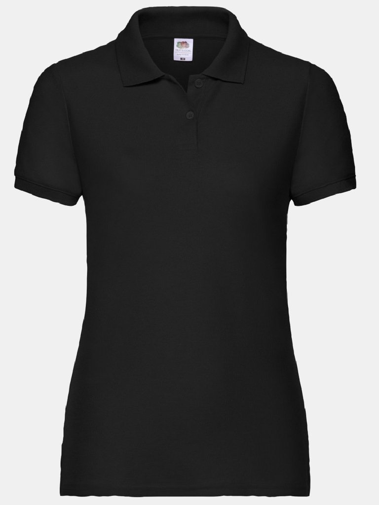 Fruit Of The Loom Womens Lady-Fit 65/35 Short Sleeve Polo Shirt (Black) - Black