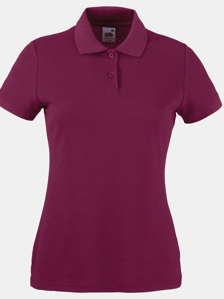 Fruit Of The Loom Womens Lady-Fit 65/35 Short Sleeve Polo Shirt (Burgundy) - Burgundy