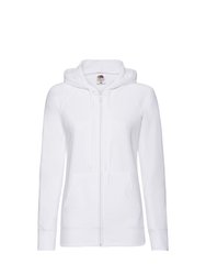 Ladies Fitted Hooded Sweatshirt - White