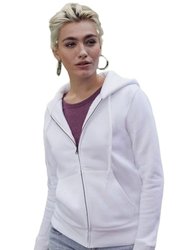 Ladies Fitted Hooded Sweatshirt - White - White