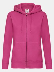 Ladies Lady-Fit Hooded Sweatshirt Jacket (Fuchsia) - Fuchsia