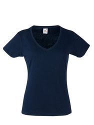 Ladies Lady-Fit Valueweight V-Neck Short Sleeve T-Shirt - Deep Navy - Deep Navy