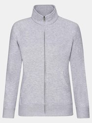 Ladies/Womens Lady-Fit Sweatshirt Jacket (Heather Grey) - Heather Grey
