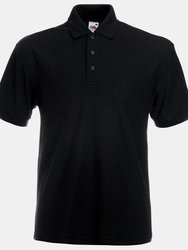 Men's 65/35 Heavyweight Pique Short Sleeve Polo Shirt - Black - Black