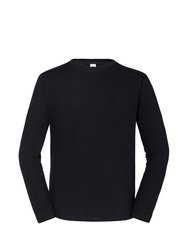 Mens Iconic 195 Premium Ringspun Cotton Long-Sleeved T-Shirt - Black - Black