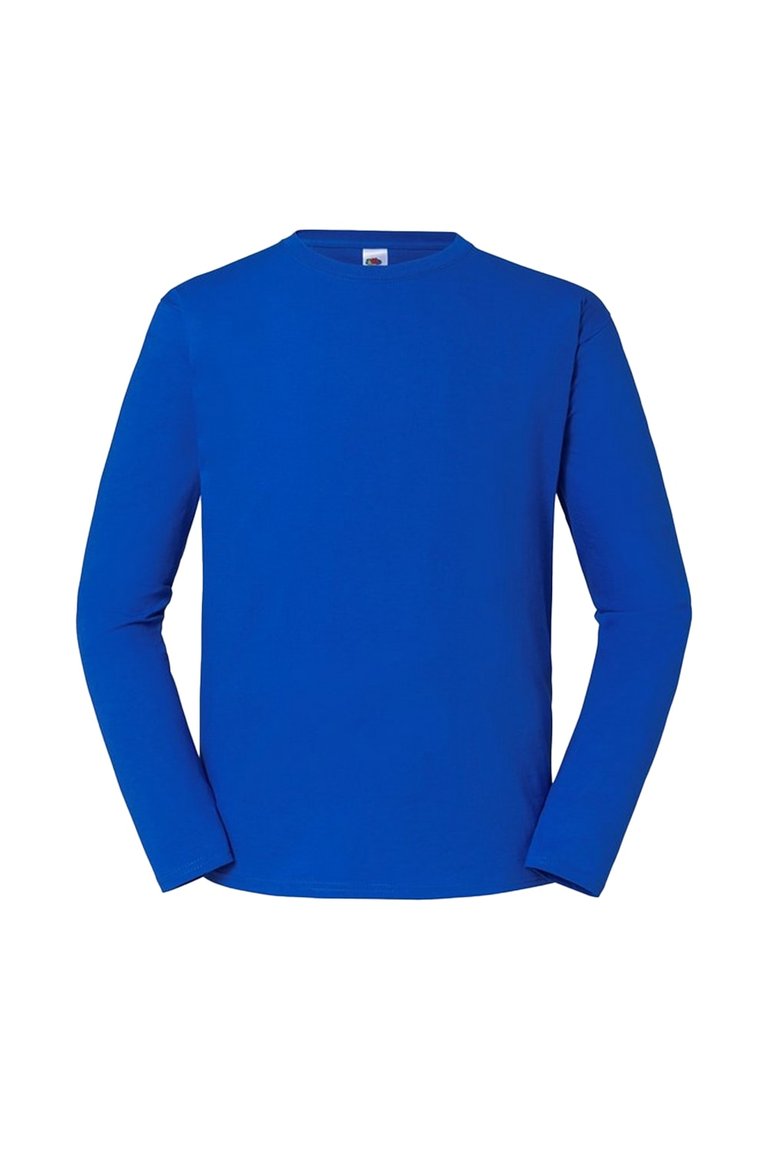 Mens Iconic 195 Premium Ringspun Cotton Long-Sleeved T-Shirt - Royal Blue - Royal Blue