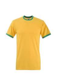 Mens Ringer Short Sleeve T-Shirt - Sunflower/Kelly Green - Sunflower/Kelly Green