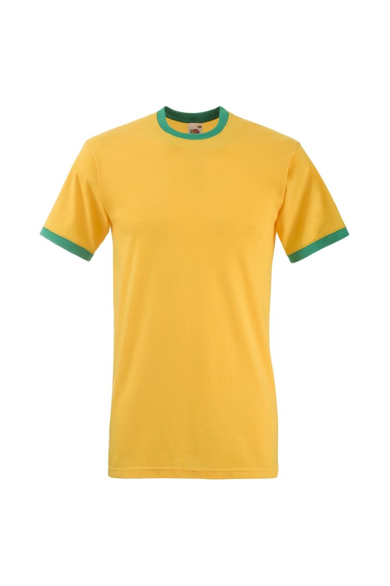 Mens Ringer Short Sleeve T-Shirt - Sunflower/Kelly Green - Sunflower/Kelly Green