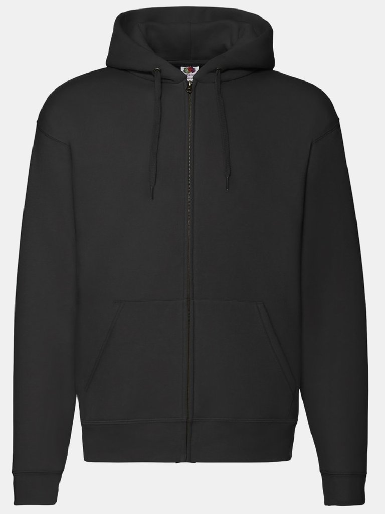 Mens Zip Through Hooded Sweatshirt / Hoodie - Black - Black