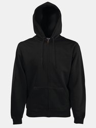 Mens Zip Through Hooded Sweatshirt / Hoodie - Black