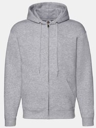 Mens Zip Through Hooded Sweatshirt / Hoodie - Heather Grey - Heather Grey