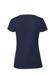 Womens/Ladies Fit Ringspun Premium Tshirt - Navy