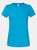 Womens/Ladies Premium Ringspun Cotton Lady Fit T-Shirt - Azure Blue - Azure Blue