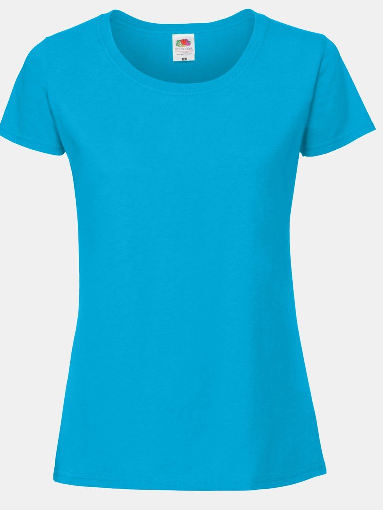 Womens/Ladies Ringspun Premium T-Shirt - Azure Blue - Azure Blue
