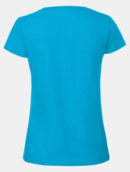 Womens/Ladies Ringspun Premium T-Shirt - Azure Blue