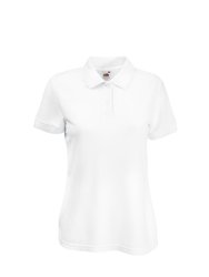 Womens Lady-Fit 65/35 Short Sleeve Polo Shirt - White - White