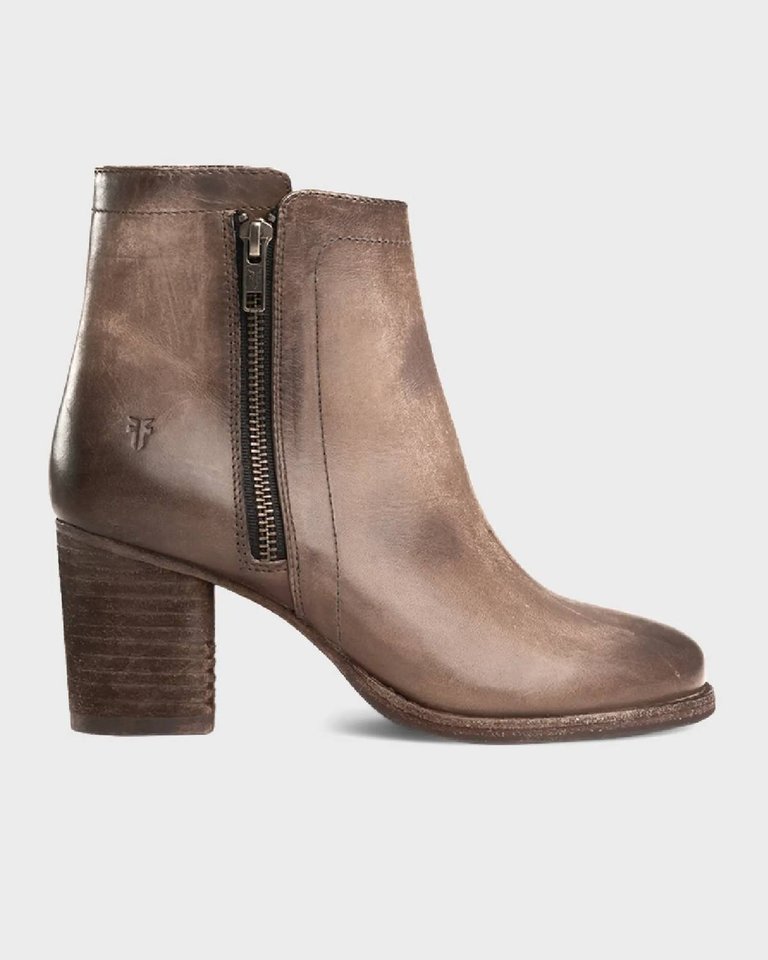 Addie Double Zip Ankle Boot - Stone