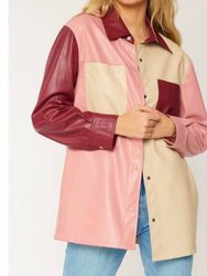 Faux Leather Shacket - Pink Multi - Pink Multi