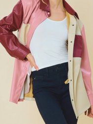 Faux Leather Shacket - Pink Multi