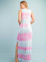 Jersey Tie Dye Maxi Dress - Aqua And Pink